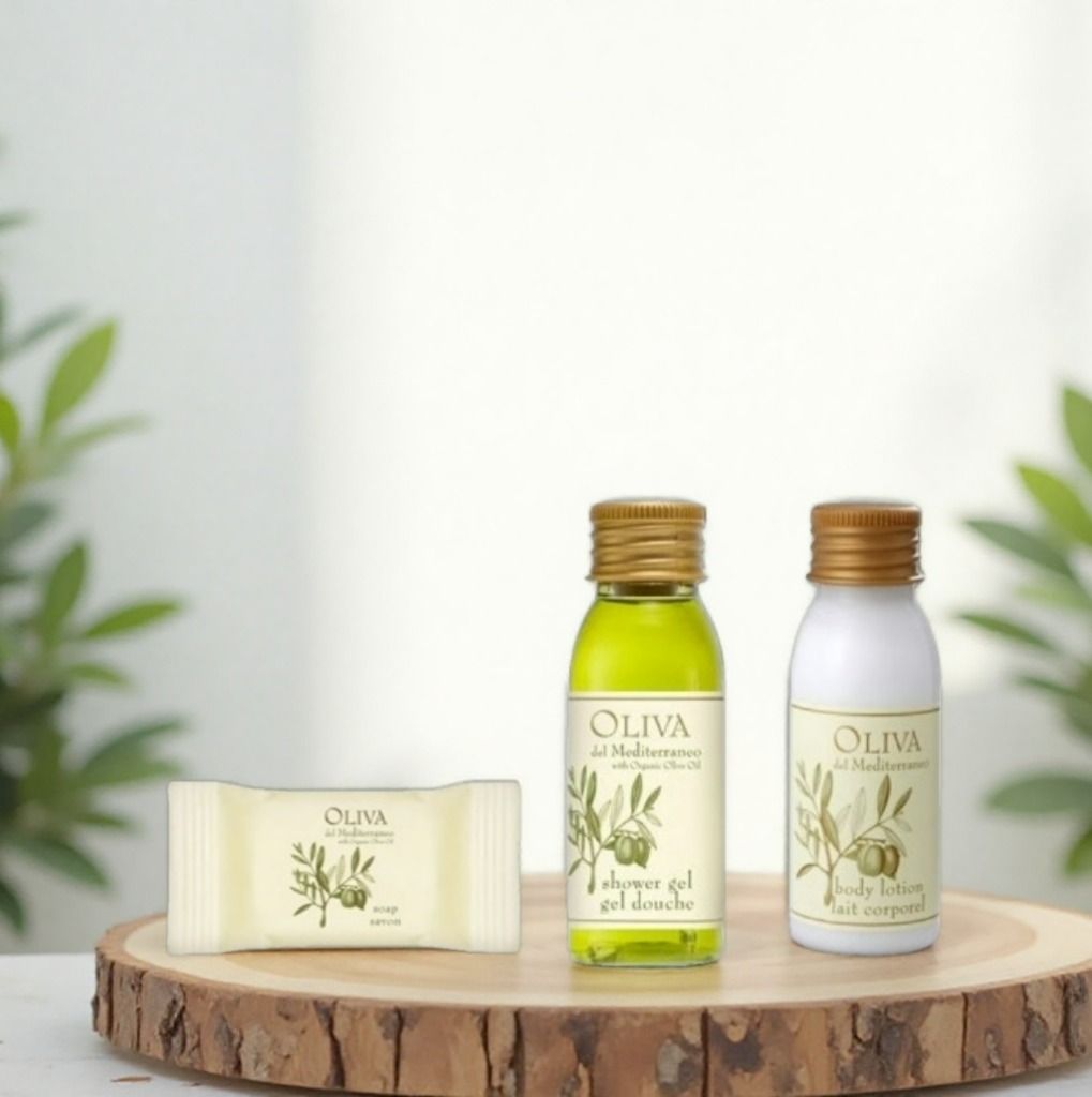 Oliva Del Mediterraneo - Savon 20g + Gel douche 30ml + lait corporel 30ml enrichi à l'huile d'olive bio