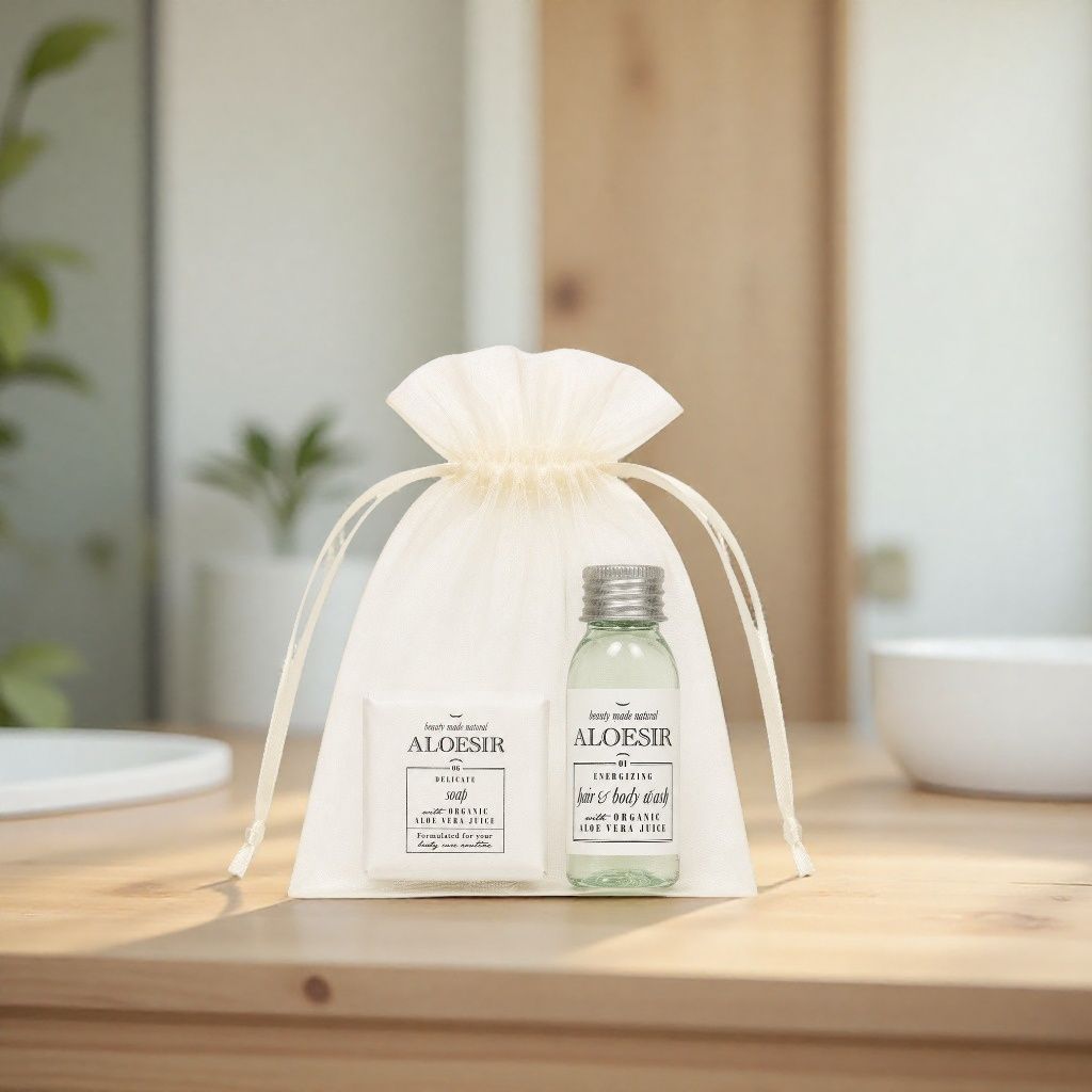 Aloésir - Savon 15g + Gel douche 2en1  enrichi d'aloe vera BIO - Sac organza