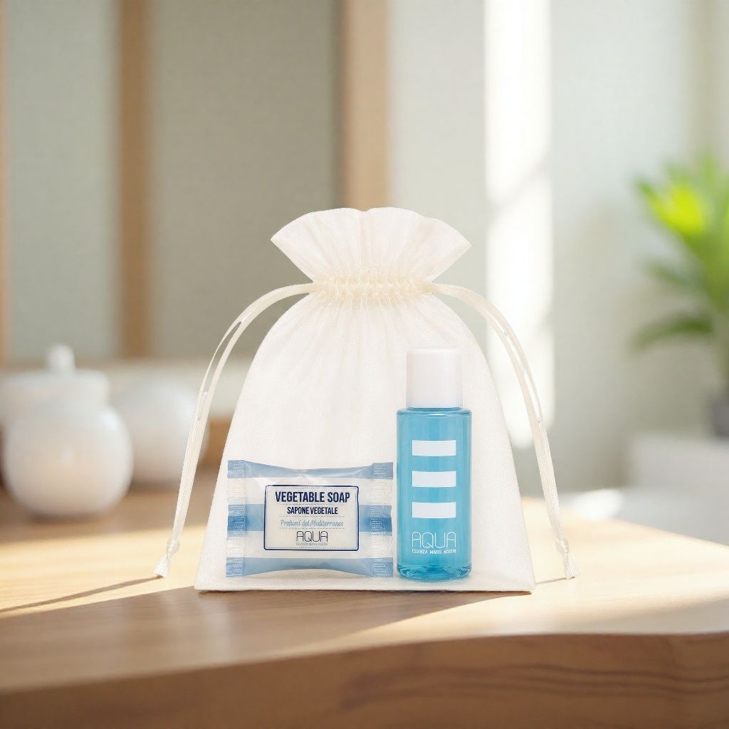 Aqua savon d'invité 10g + gel douche2en1 30ml - Sac en organza