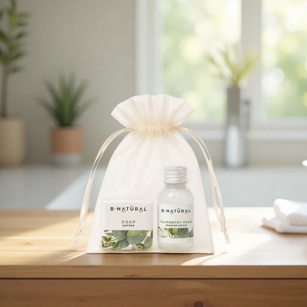 B Natural savon d'invité 20g + gel douche 2en1 30ml - Sac en organza