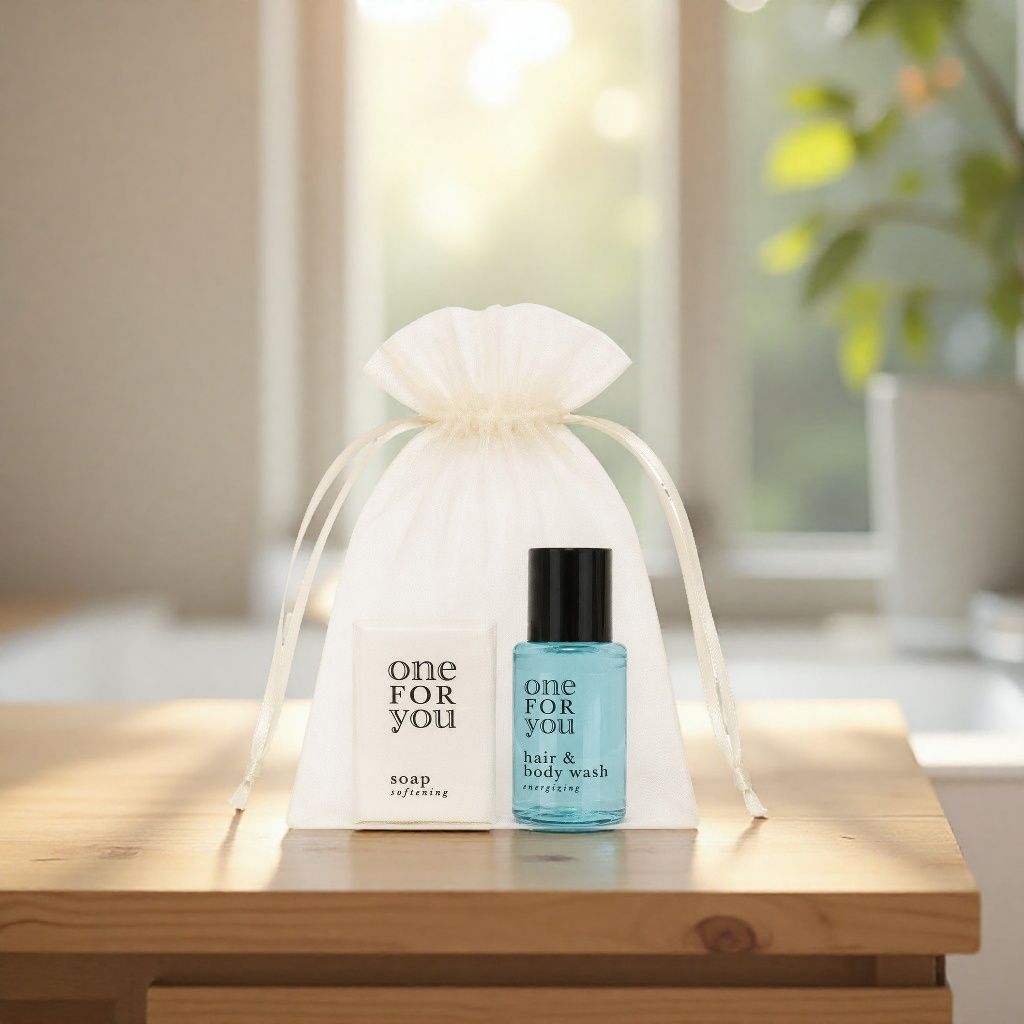 One for You savon d'invité 15g + gel douche 2en1 20ml - Sac en organza