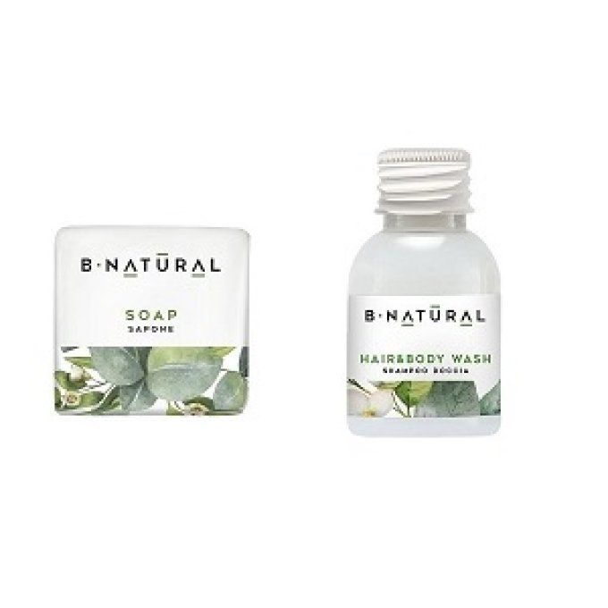 B Natural savon d'invité 20g + gel douche 2en1 30ml - Sac en organza