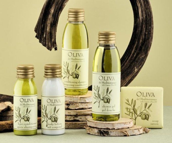 Oliva savon 20g + gel douche 30ml + lait 30ml - Sac en organza