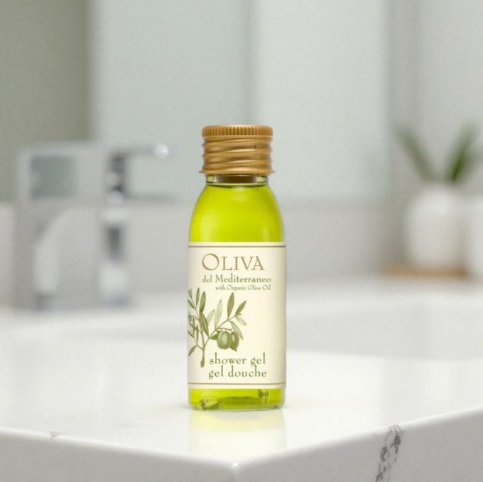 Oliva savon 15g + gel douche 30ml + lait 30ml - Sac en organza