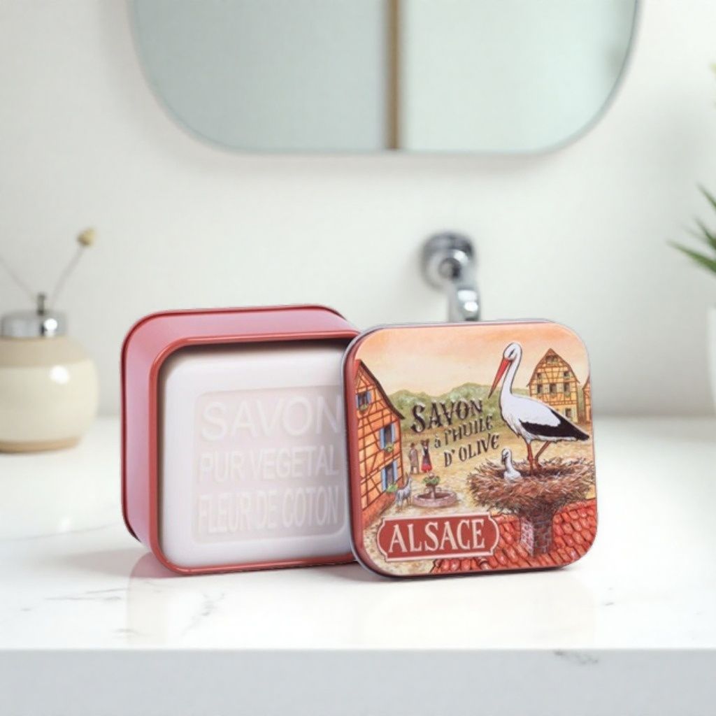 Savon 100g boîte métal Cigogne