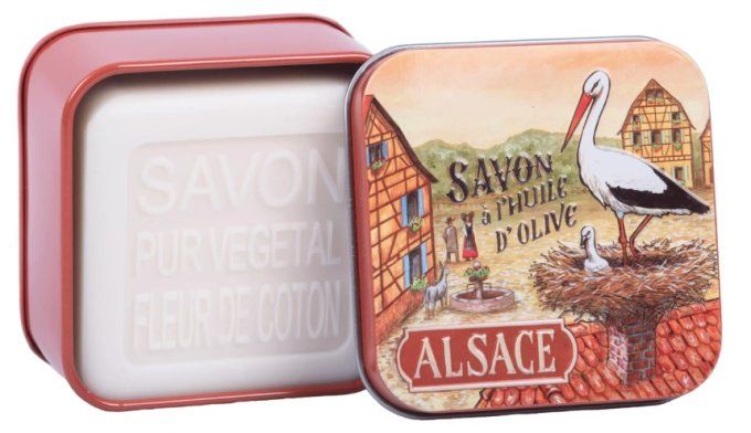 Savon 100g boîte métal Cigogne