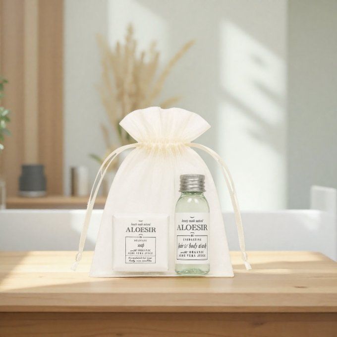 Aloésir savon d'invité 15g + gel douche 2en1 30ml - Sac organza