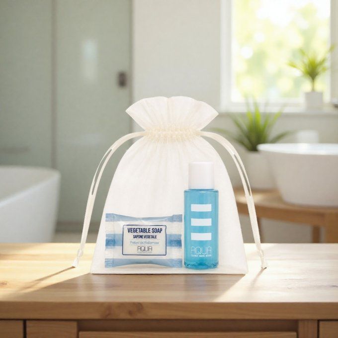 Aqua savon d'invité 10g + gel douche2en1 30ml - Sac en organza