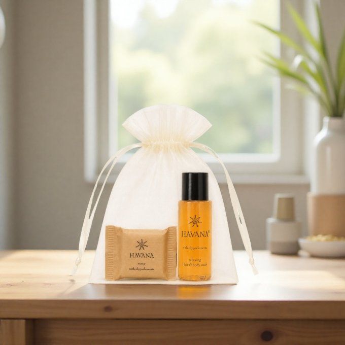 Havana savon d'invité 15g + gel douche 2en1 30ml - Sac en organza