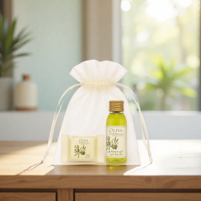 Oliva del Mediterraneo savon 15g + gel douche 30ml - Sac organza