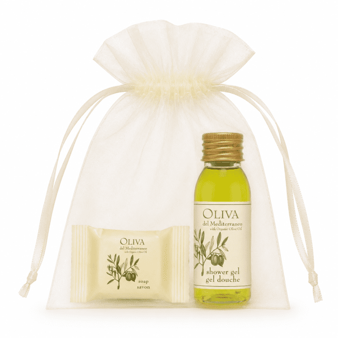 Oliva del Mediterraneo savon 15g + gel douche 30ml - Sac organza