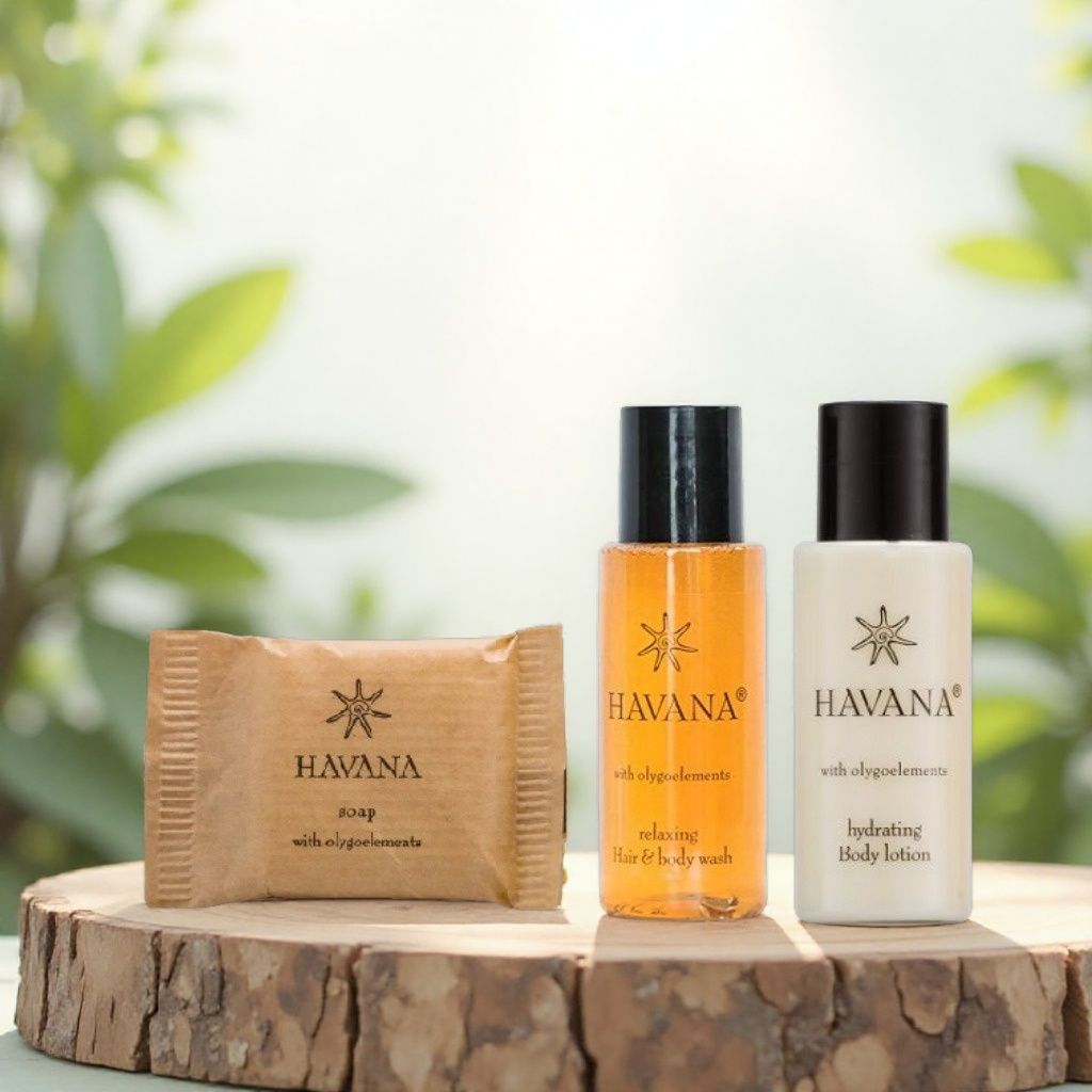 Havana savon 20g + gel douche 30ml + lait 30ml + sac organza