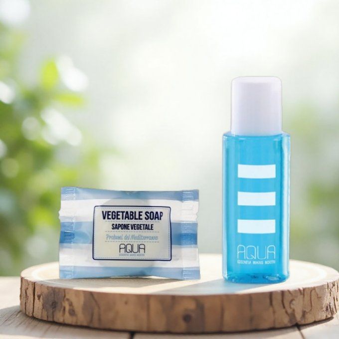 Aqua savon d'invité 10g + gel douche2en1 30ml - Sac en organza