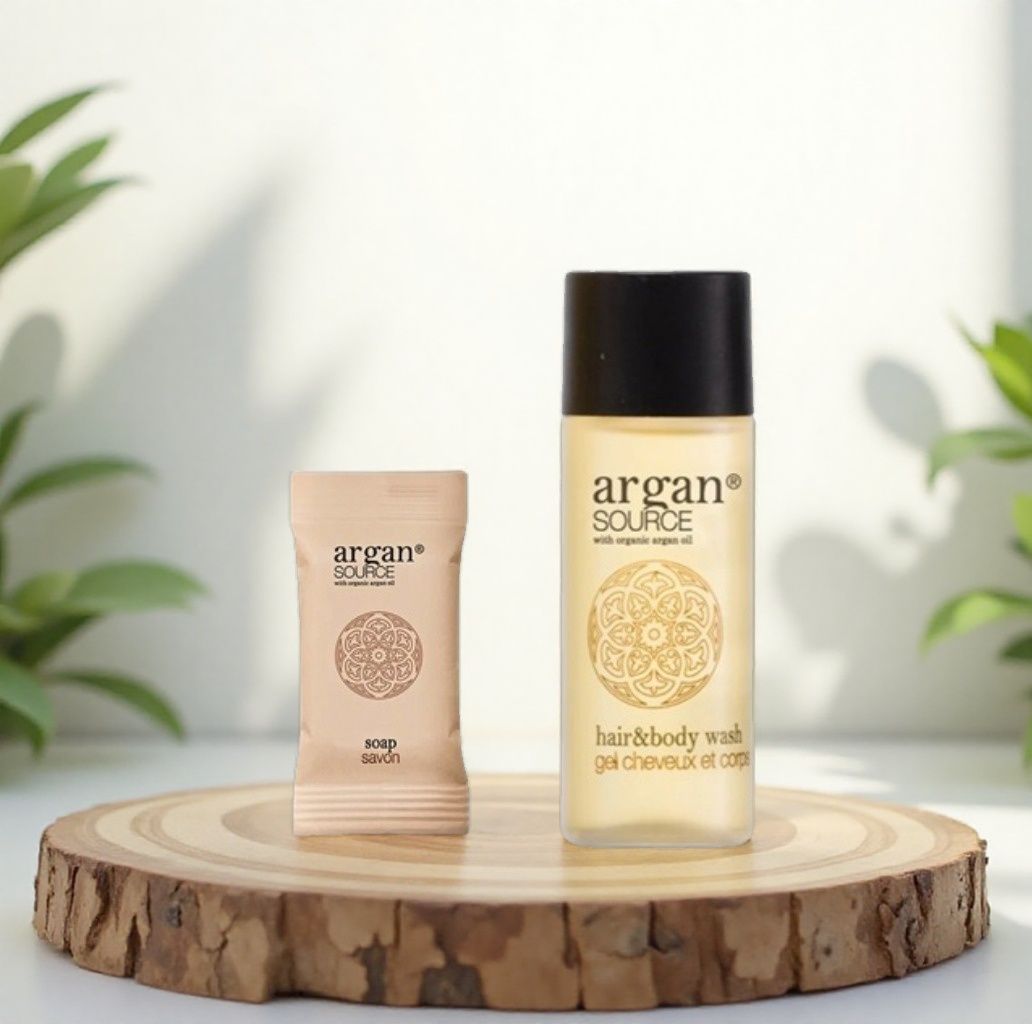 Argan savon d'invité 15g + gel douche 2en1 30ml - Sac en organza