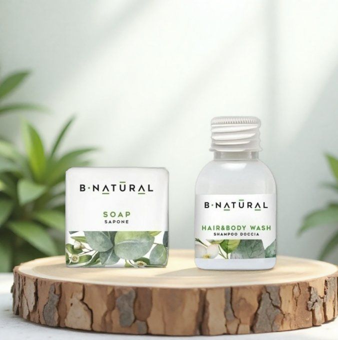 B Natural savon d'invité 20g + gel douche 2en1 30ml - Sac en organza