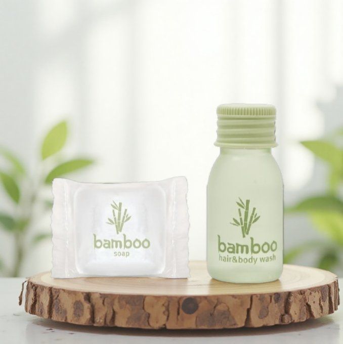 Bamboo savon d'invité 13g + gel douche 2en1 20ml - Sac en organza