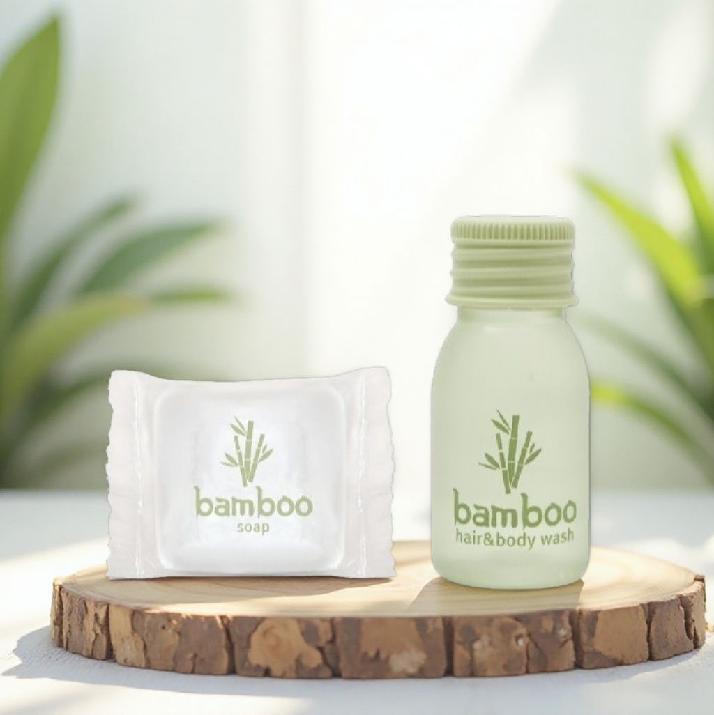 Bamboo savon d'invité 13g + gel douche 2en1 20ml - Sac en organza