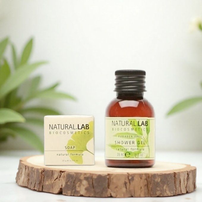 Natural Lab savon d'invité 20g + gel douche 30ml - Sac en organza