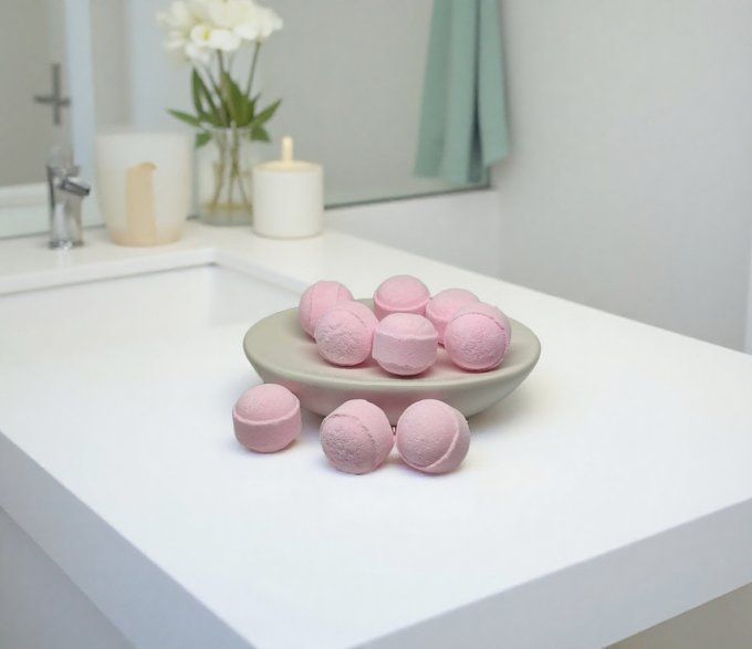 Mini bille de bain effervescente 9g parfum rose