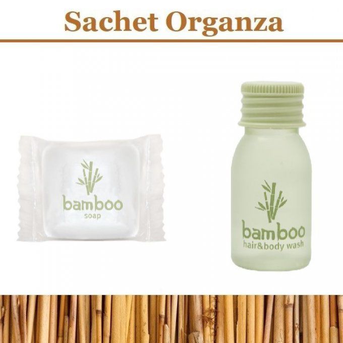Bambou savon d'invité 13g + gel douche 2en1 20ml - Sac en organza