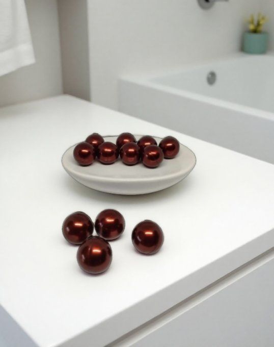 9 perles de bain ronde parfum vanille des îles dans un sachet organza